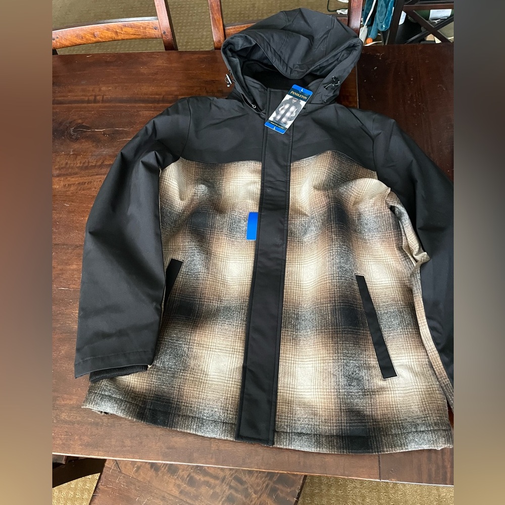 Pendleton Black and Tan Plaid Puffer Jacket